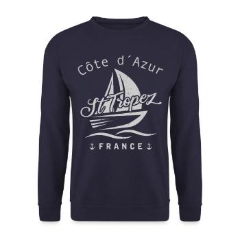 St Tropez Côte d´Azur light edition - Unisex Pullover - Navy - Vorne - Alina (178cm) & Michal (187cm)