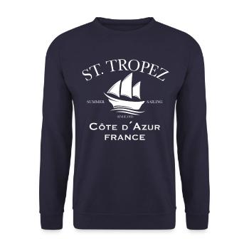 St. Tropez France Summer Sailing - Unisex Pullover - Navy - Vorne - Alina (178cm) & Michal (187cm)
