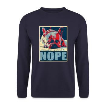 Chemise Chien Bouledogue Français Chien Nope - Sweat-shirt Unisexe - marine - Devant - Alina (178cm) & Michal (187cm)