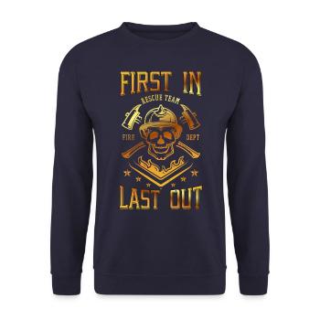 camion de pompier cadeau de pompiers volontaires - Sweat-shirt Unisexe - marine - Devant - Alina (178cm) & Michal (187cm)