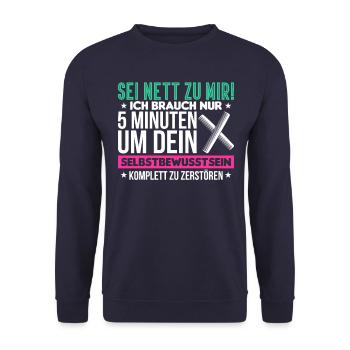 Geschenkidee Friseur - Unisex Pullover - Navy - Vorne - Alina (178cm) & Michal (187cm)