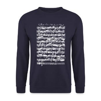 Sonate de Bach n ° 3 en sol mineur pour violon Adagio Music - Sweat-shirt Unisexe - marine - Devant - Alina (178cm) & Michal (187cm)