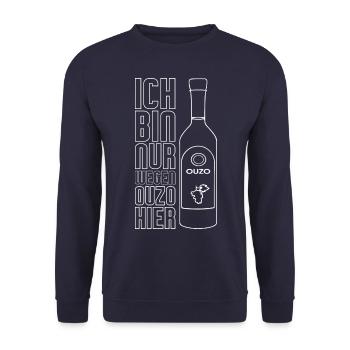 Ouzo Alkohol - Unisex Pullover - Navy - Vorne - Alina (178cm) & Michal (187cm)