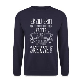 Erzieherin Abschiedsgeschenk - Unisex Pullover - Navy - Vorne - Alina (178cm) & Michal (187cm)