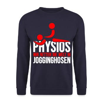 Physio Physiotherapie Geschenk Therapeut - Unisex Pullover - Navy - Vorne - Alina (178cm) & Michal (187cm)