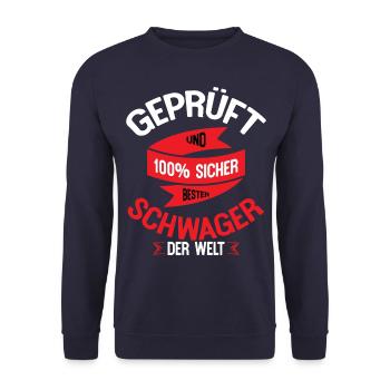 Schwager Geschenk - Unisex Pullover - Navy - Vorne - Alina (178cm) & Michal (187cm)