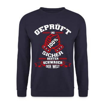 Bester Schwager der Welt Geschenk - Unisex Pullover - Navy - Vorne - Alina (178cm) & Michal (187cm)