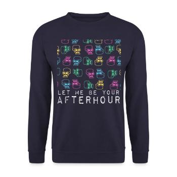 Let me be your afterhour Skull Design Geschenk - Unisex Pullover - Navy - Vorne - Alina (178cm) & Michal (187cm)