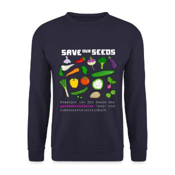 Save our Seeds Rettet altes Saatgut Artenvielfalt - Unisex Pullover - Navy - Vorne - Alina (178cm) & Michal (187cm)