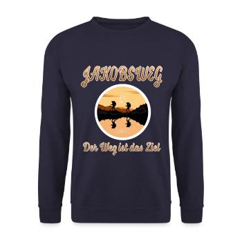 Jakobsweg der weg ist das ziel - Unisex Pullover - Navy - Vorne - Alina (178cm) & Michal (187cm)