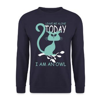 Chouette chat - Sweat-shirt Unisexe - marine - Devant - Alina (178cm) & Michal (187cm)