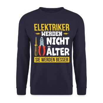 Elektriker Opa Rentner - Unisex Pullover - Navy - Vorne - Alina (178cm) & Michal (187cm)