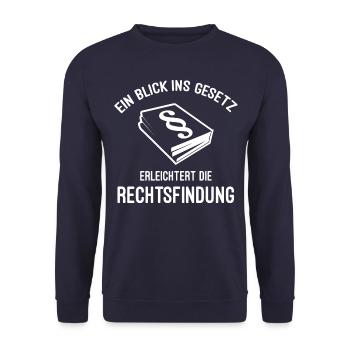 Geschenk Anwalt Jurist - Unisex Pullover - Navy - Vorne - Alina (178cm) & Michal (187cm)