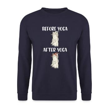 Before Yoga, After, Meditation, Yin Yang, Pferde - Unisex Pullover - Navy - Vorne - Alina (178cm) & Michal (187cm)