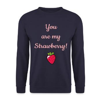 Erdbeere Spruch - Unisex Pullover - Navy - Vorne - Alina (178cm) & Michal (187cm)