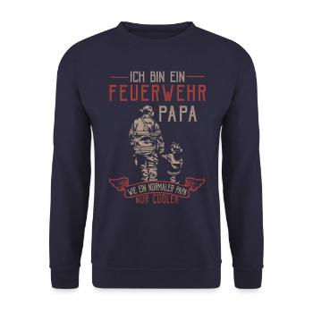 Ich bin Feuerwehr Papa, Geschenkidee, Feuerwehr - Unisex Pullover - Navy - Vorne - Alina (178cm) & Michal (187cm)