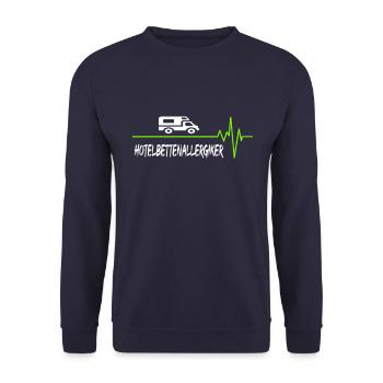 Campen Wohnmobil Herzschlag - Unisex Pullover - Navy - Vorne - Alina (178cm) & Michal (187cm)