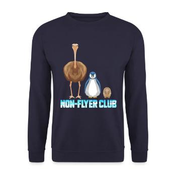 Non Flyer Club - Bird Ostrich Penguin Kiwi Bird - Unisex Sweatshirt - navy - Front - Alina (178cm) & Michal (187cm)