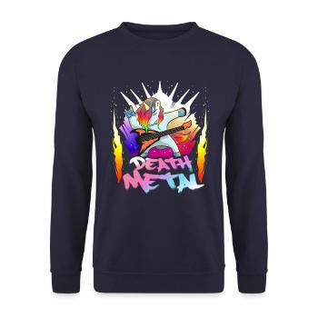 Death metal unicorn stage with rainbow fireworks - Unisex Sweatshirt - navy - Front - Alina (178cm) & Michal (187cm)