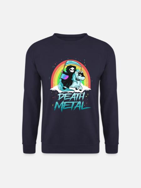 Death Metal Einhorn mit Tod als Reiter Regenbogen - Unisex Pullover - Navy