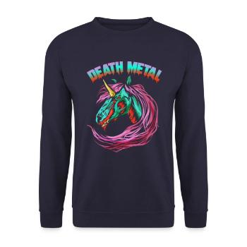 Death Metal Unicorn Zombie Style Rainbow Design - Unisex Sweatshirt - navy - Front - Alina (178cm) & Michal (187cm)