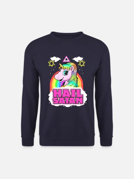 Hail Satan Einhorn - Death Metal Regenbogen Design - Unisex Pullover - Navy