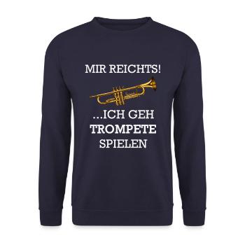 Trompete Spruch - Unisex Pullover - Navy - Vorne - Alina (178cm) & Michal (187cm)