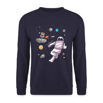 Astronaute de golf de disque dans la conception de golfeur de disque spatial - Sweat-shirt Unisexe - marine - Devant - Alina (178cm) & Michal (187cm)
