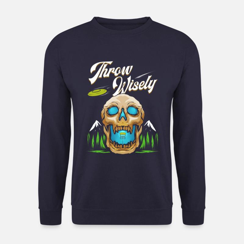 Throw Wisely - Disc Golf Totenkopf Design Geschenk - Unisex Pullover - Navy