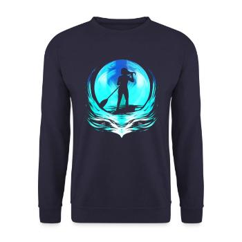 Illustration rétro de stand up paddle - conception de SUP - Sweat-shirt Unisexe - marine - Devant - Alina (178cm) & Michal (187cm)
