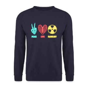 Peace Love Radiology Radiologen & Röntgentechniker - Unisex Pullover - Navy - Vorne - Alina (178cm) & Michal (187cm)