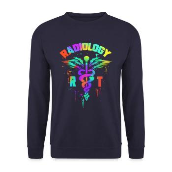 Radiology RT - Radiologen & Röntgentechniker - Unisex Pullover - Navy - Vorne - Alina (178cm) & Michal (187cm)