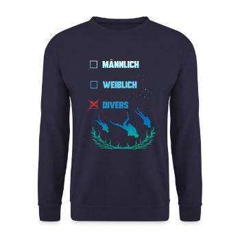 Lustiges Taucher Design - Männlich Weiblich Divers - Unisex Pullover - Navy - Vorne - Alina (178cm) & Michal (187cm)