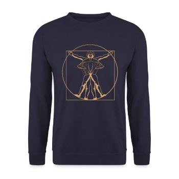 Accordion Vitruvian man gift - Unisex Sweatshirt - navy - Front - Alina (178cm) & Michal (187cm)