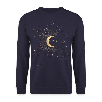 Moon with starry gift - Unisex Sweatshirt - navy - Front - Alina (178cm) & Michal (187cm)