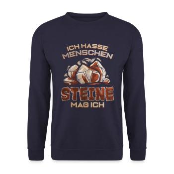 Ich Hasse Menschen Steine mag ich - Geologie - Unisex Pullover - Navy - Vorne - Alina (178cm) & Michal (187cm)