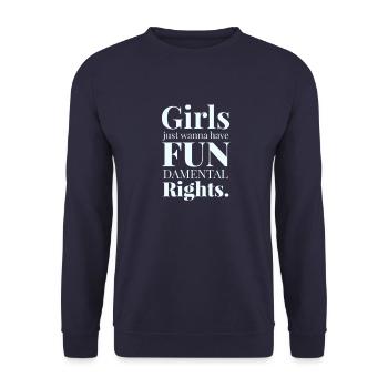 Girls just wanna have fundamental rights. - Unisex Sweatshirt - navy - Front - Alina (178cm) & Michal (187cm)