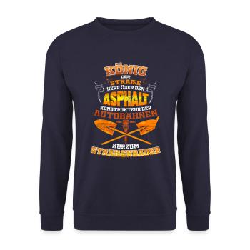 Straßenbauer Straßenbau Bauarbeiter König Asphalt - Unisex Pullover - Navy - Vorne - Alina (178cm) & Michal (187cm)