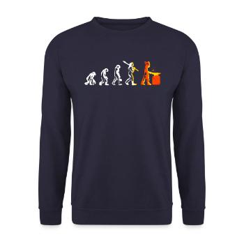 Evolution metal worker profession welder gift - Unisex Sweatshirt - navy - Front - Alina (178cm) & Michal (187cm)