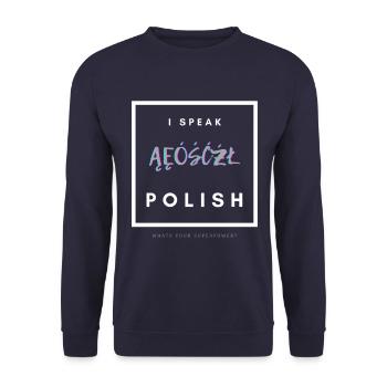I speak polish - Unisex Sweatshirt - navy - Front - Alina (178cm) & Michal (187cm)