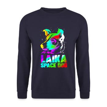 Laika Space Dog Soviet Union Russia Space Travel - Unisex Sweatshirt - navy - Front - Alina (178cm) & Michal (187cm)