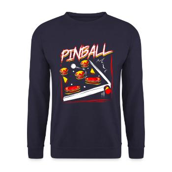 Pinball Retro Flipperautomat Arcade Spiel Geschenk - Unisex Pullover - Navy - Vorne - Alina (178cm) & Michal (187cm)