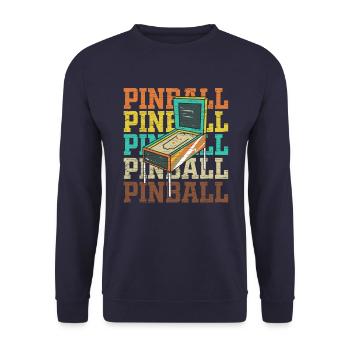 Pinball Retro Vintage Style Flipperautomat Arcade - Unisex Pullover - Navy - Vorne - Alina (178cm) & Michal (187cm)