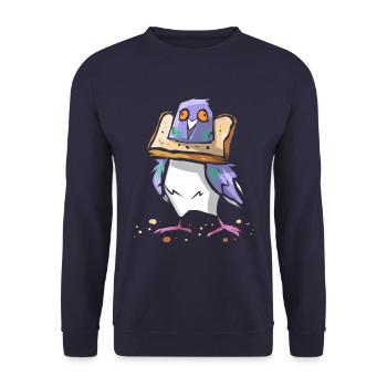 Colombe drôle avec du pain - oiseau chuchoteur colombes - Sweat-shirt Unisexe - marine - Devant - Alina (178cm) & Michal (187cm)
