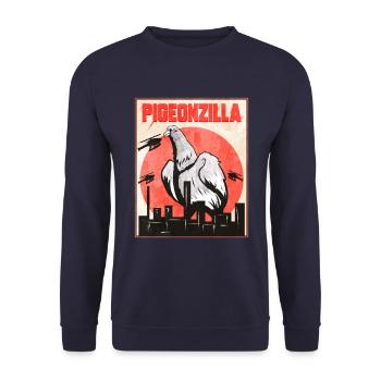 Pigeonzilla - pigeons whisperer carrier pigeon bird - Unisex Sweatshirt - navy - Front - Alina (178cm) & Michal (187cm)