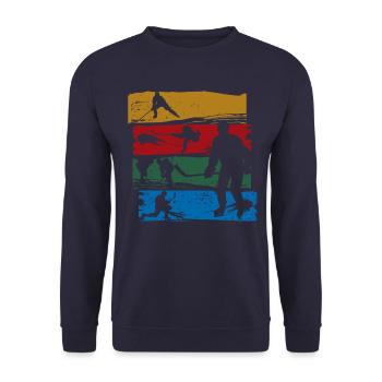 Vintage Retro Hockey sur glace Team Fan Shirt - Sweat-shirt Unisexe - marine - Devant - Alina (178cm) & Michal (187cm)