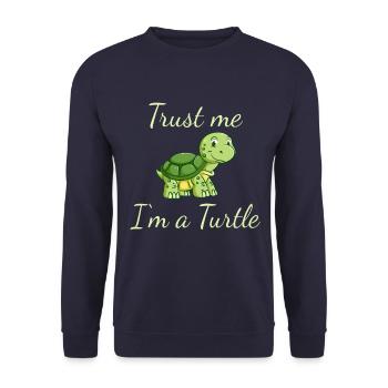 funny turtle - Unisex Pullover - Navy - Vorne - Alina (178cm) & Michal (187cm)