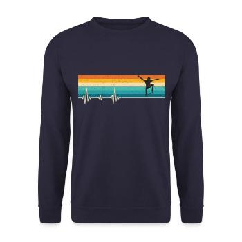 Retro Skateboard Skating Heartbeat - Unisex Pullover - Navy - Vorne - Alina (178cm) & Michal (187cm)
