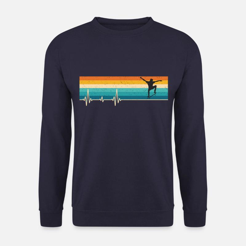 Retro Skateboard Skating Heartbeat - Unisex Pullover - Navy
