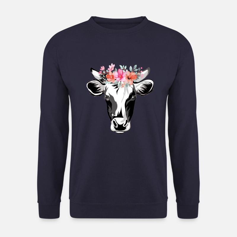 Cow Flower Kuh Blumen Vegan Vegetarier Tierliebe - Unisex Pullover - Navy
